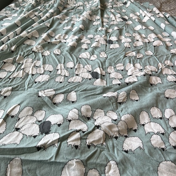 Cuddledown Twin Duvet Cover Flannel Kids Sheep Print Teal + Standard Pillow Case - Picture 7 of 10